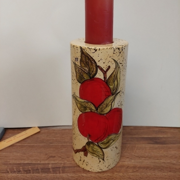 Vintage* Red Apples Ceramic Cylinder Vase - Picture 8 of 9